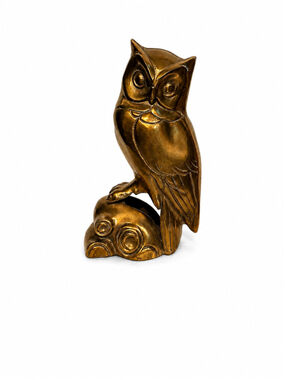 Vintage Mid Century Cast Brass Owl Figurine | 6” MCM | Hollywood Regency Decor